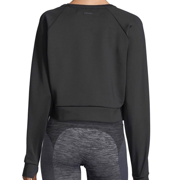 Blanc Noir crewneck black soft sweatshirt crop boxy lounge nylon Lycra spandex - Picture 10 of 10